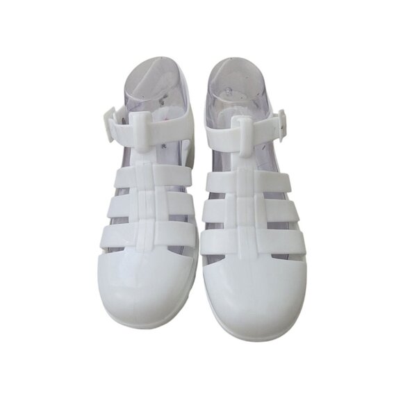 DOLLY MIX White Jelly Platform Strappy Sandals Chunky Heel Women's Sz 8.5 - Picture 2 of 9